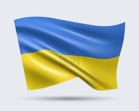 Ilustración de Ilustración vectorial de la bandera de Ucrania de estilo 3D aislada sobre fondo claro. Creado utilizando mallas de gradiente, EPS 10 elemento de diseño vectorial de la colección mundial - Imagen libre de derechos