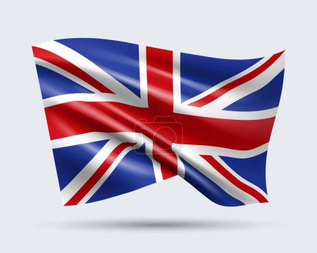 Vector illustration of 3D-style flag of United Kingdom isolated on light background. Created using gradient meshes, EPS 10 vector design element from world collection