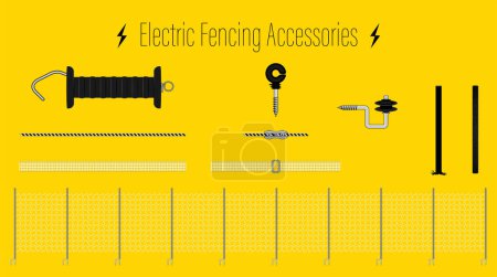 Illustration for Electric fencing accessories.Usable for user manuals - Royalty Free Image