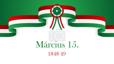 Illustration for Vector illustration Hungary National Day March 15 (inscription in Hungarian) - Royalty Free Image