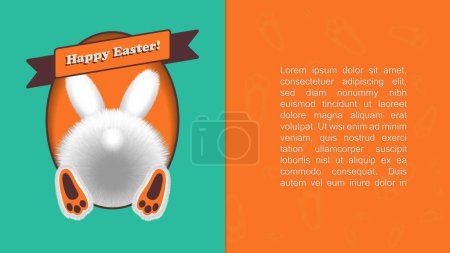 Jolie carte de v?ux de Pâques avec lapin rampant dans le trou, illustration vectorielle