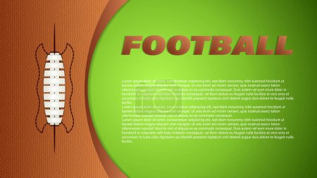 Affiche de football américain, fond concept boule en cuir gros plan, illustration vectorielle