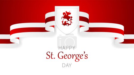 Illustration for Happy St George Day background!England national day, bent waving ribbons in the colors of the England national flag. - Royalty Free Image