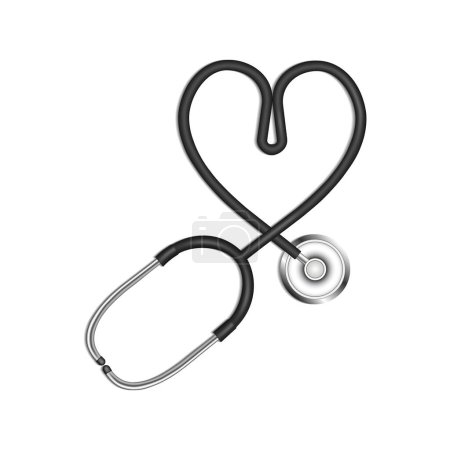 Stethoskop, kardiologisches Werkzeug zur Herzschlagüberwachung, Vektordarstellung