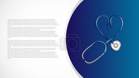 Abstract medical background with heart shaped stethoscope, vector illustration