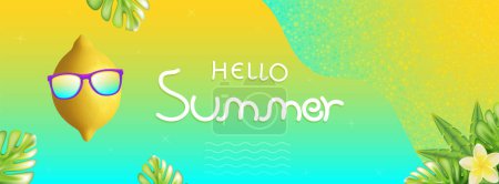 Hallo Sommer abstrakten Hintergrund, Sommerschlussverkauf Banner, Plakatdesign., Vektor-Illustration