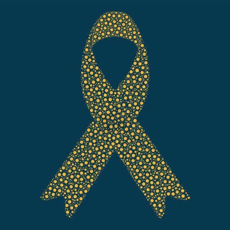 Varios cánceres y otras enfermedades simbolizadas por cintas compuestas de puntos, ilustración vectorial