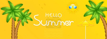 Hallo Sommer abstrakten Hintergrund, Sommerschlussverkauf Banner, Plakatdesign, Vektorillustration