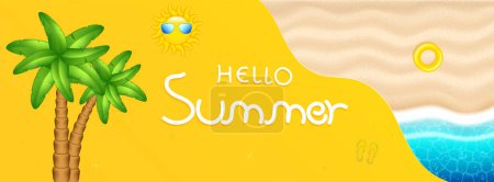 Hallo Sommer abstrakten Hintergrund, Sommerschlussverkauf Banner, Plakatdesign, Vektorillustration