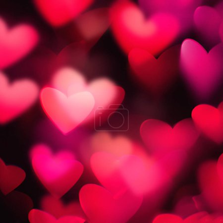 Photo for Valentines Day background with heart shaped bokeh lights design - Royalty Free Image