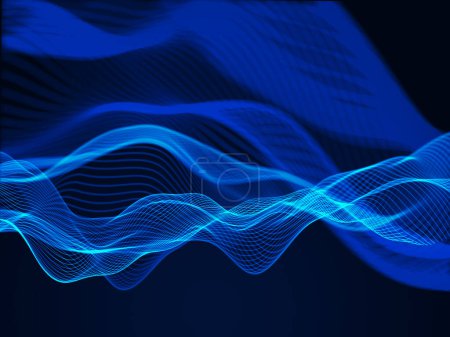 Photo for 3D render of a network communications background with flowing data waves - Royalty Free Image