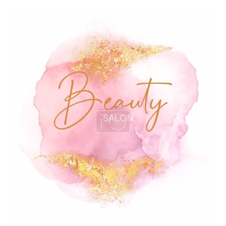 Ilustración de Diseño elegante de oro y logotipo rosa - ideal para esteticista o peluquería - Imagen libre de derechos