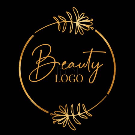 Ilustración de Elegante logo negro y dorado para peluquería o salón de belleza - Imagen libre de derechos