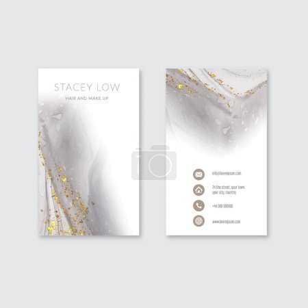 Ilustración de Plantilla de tarjeta de visita con elegante diseño pintado a mano con elementos dorados brillantes - Imagen libre de derechos