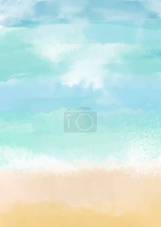 Illustration for Abstract hand painted beach themed watercolour background - Royalty Free Image