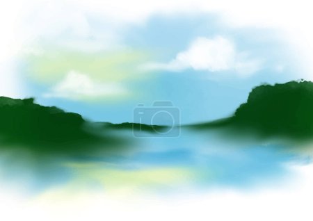 Illustration for Abstract hand painted watercolour landscape design background - Royalty Free Image