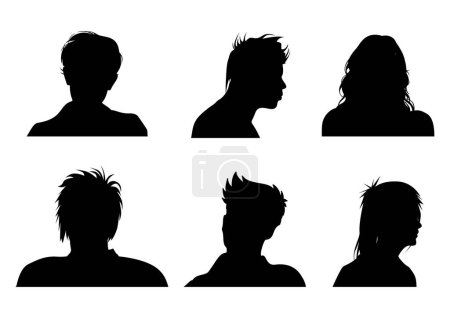 Téléchargez les illustrations : Collection de personnes silhouettes avatar - en licence libre de droit