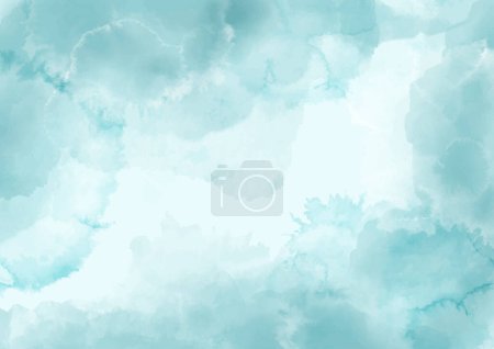 Illustration for Detailed hand painted watercolour background in teal colours - Royalty Free Image