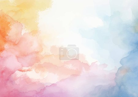 Illustration for Pastel coloured watercolour background with rainbow colours - Royalty Free Image