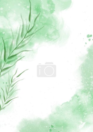 Illustration for Hand painted watercolour background with abstract leaf design - Royalty Free Image