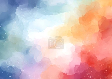 Téléchargez les illustrations : Abstract rainbow coloured hand painted watercolour background - en licence libre de droit