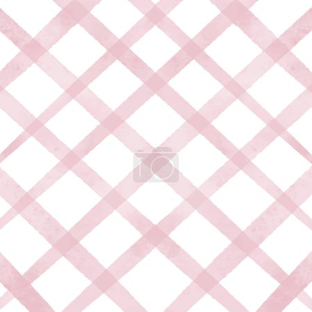 Illustration for Hand painted pastel pink watercolour checked background design - Royalty Free Image