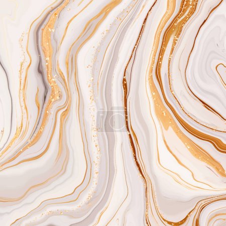 Illustration for Liquid marble background design with glittery gold elements - Royalty Free Image