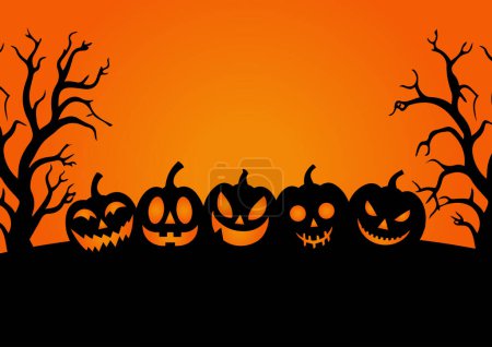 Téléchargez les illustrations : Spooky fond d'Halloween avec des citrouilles - en licence libre de droit