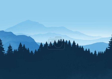 Ilustración de Fondo de paisaje con diseño de montañas y árboles - Imagen libre de derechos