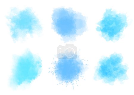Ilustración de Colección de diseños plisados de acuarela azul pastel - Imagen libre de derechos