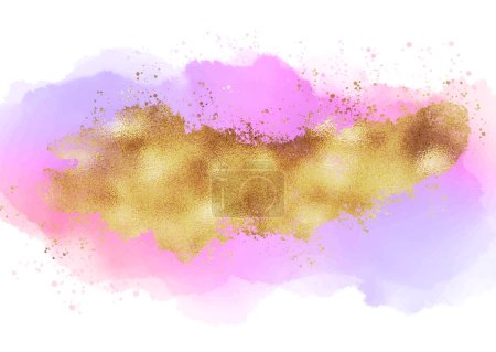 Illustration for Abstract watercolour background with gold foil elements - Royalty Free Image