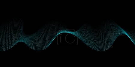 Illustration for Abstract banner with flowing waves of particles design - Royalty Free Image
