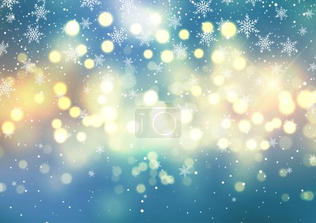 Illustration for Christmas bokeh lights background with snowflakes design - Royalty Free Image