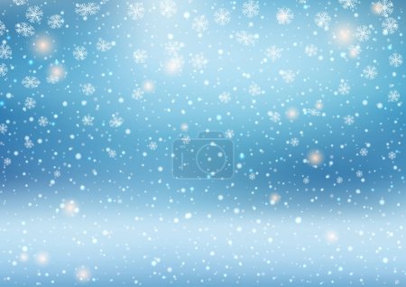Téléchargez les illustrations : Décoratif fond de Noël avec chute de flocons de neige design - en licence libre de droit