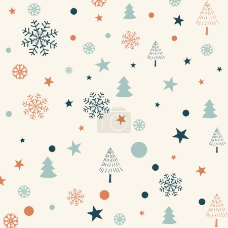 Téléchargez les illustrations : Fond de Noël avec motif style rétro design - en licence libre de droit