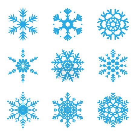 Ilustración de Colección de varios diseños de copos de nieve de Navidad - Imagen libre de derechos