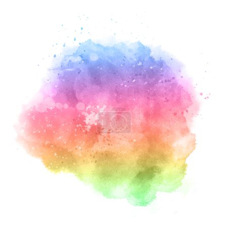 Ilustración de Arco iris pintado a mano color acuarela salpicadura diseño - Imagen libre de derechos