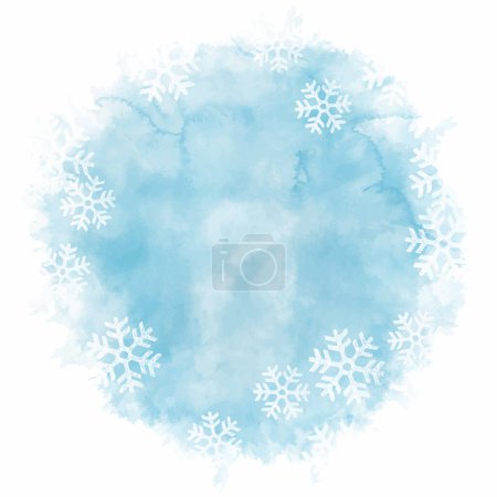 Ilustración de Acuarela de Navidad pintada a mano con borde de copos de nieve - Imagen libre de derechos