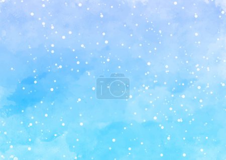 Ilustración de Pintado a mano azul Navidad acuarela fondo con superposición nevada - Imagen libre de derechos