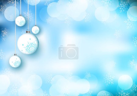 Téléchargez les illustrations : Fond de flocon de neige de Noël avec conception de boules suspendues - en licence libre de droit