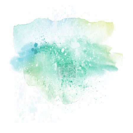 Ilustración de Pintado a mano pastel azul y verde acuarela salpicadura diseño - Imagen libre de derechos