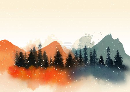 Illustration for Abstract watercolour winter landscape background design - Royalty Free Image