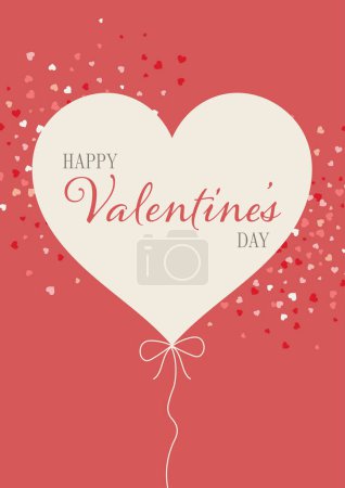 Illustration for Valentines Day card design with a heart shaped balloon - Royalty Free Image