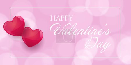 Téléchargez les illustrations : Bannière Saint-Valentin avec des cœurs et des lumières bokeh design - en licence libre de droit