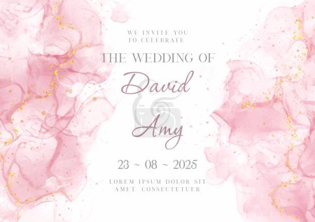 Ilustración de Invitación de boda con elegante diseño pintado a mano 0901 - Imagen libre de derechos