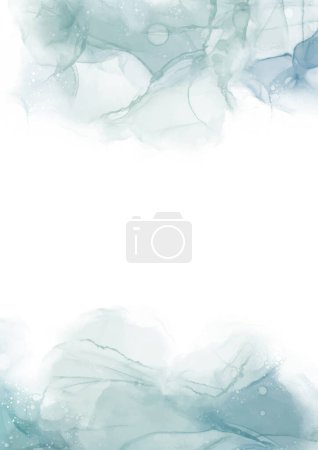 Illustration for Abstract hand painted alcohol ink background in shades of blue and green - Royalty Free Image