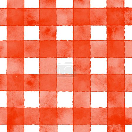 Illustration for Hand painted watercolour red checked pattern background - Royalty Free Image