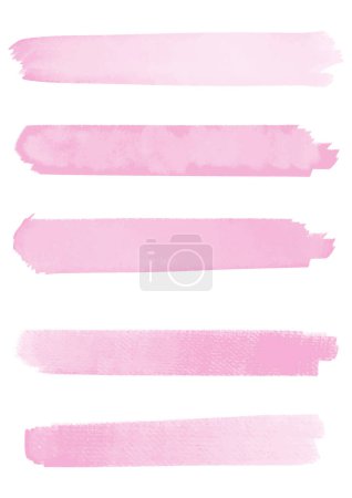 Ilustración de Colección de trazos de pincel de acuarela abstracto rosa pastel - Imagen libre de derechos