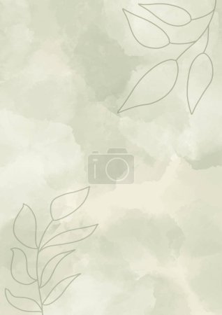 Illustration for Elegant hand painted floral watercolour background in shades of green - Royalty Free Image