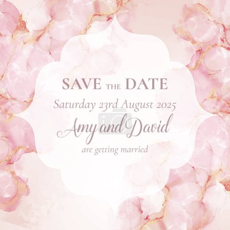 Illustration for Hand painted pastel pink save the date invitation design - Royalty Free Image